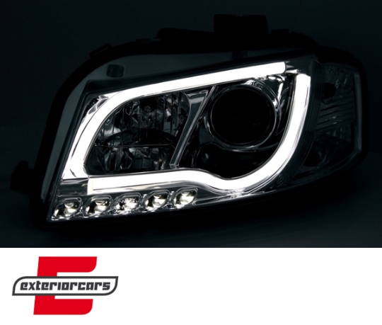 Prednja svjetla LED TubeLights (crna) / Audi A3 8P 8PA (2003-2008) - Slika 4