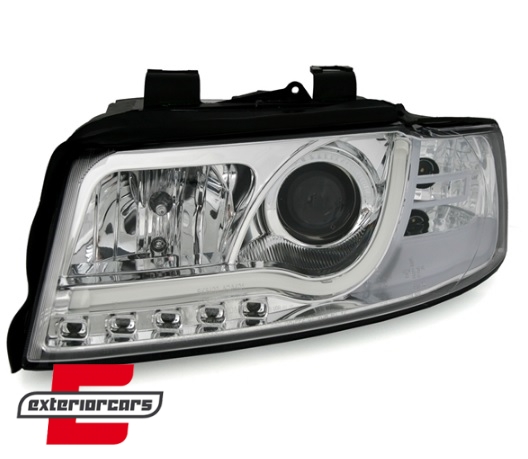 Prednja svjetla LED TubeLights dizajn (chrome) / Audi A4 B6 (2000-2004) - Slika 3