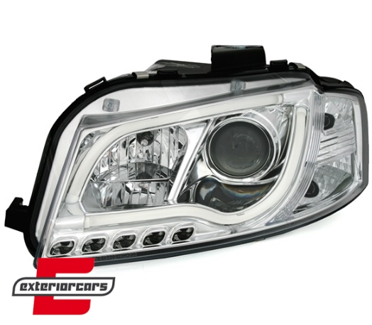 Prednja svjetla LED TubeLights (chrome) / Audi A3 8P 8PA (2003-2008) - Slika 4