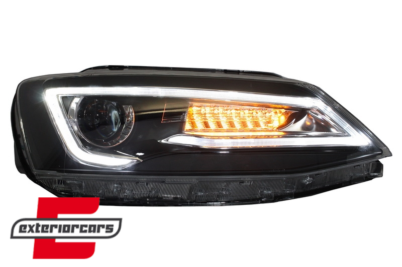 Prednja svjetla LED DRL SEQ žmigavci Bi-Xenon look (crna) / VW Jetta Mk6 VI (2011-2018) - Slika 11