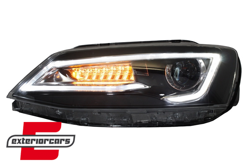 Prednja svjetla LED DRL SEQ žmigavci Bi-Xenon look (crna) / VW Jetta Mk6 VI (2011-2018) - Slika 12