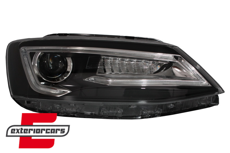 Prednja svjetla LED DRL SEQ žmigavci Bi-Xenon look (crna) / VW Jetta Mk6 VI (2011-2018) - Slika 3