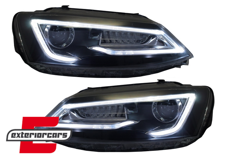 Prednja svjetla LED DRL SEQ žmigavci Bi-Xenon look (crna) / VW Jetta Mk6 VI (2011-2018) - Slika 7