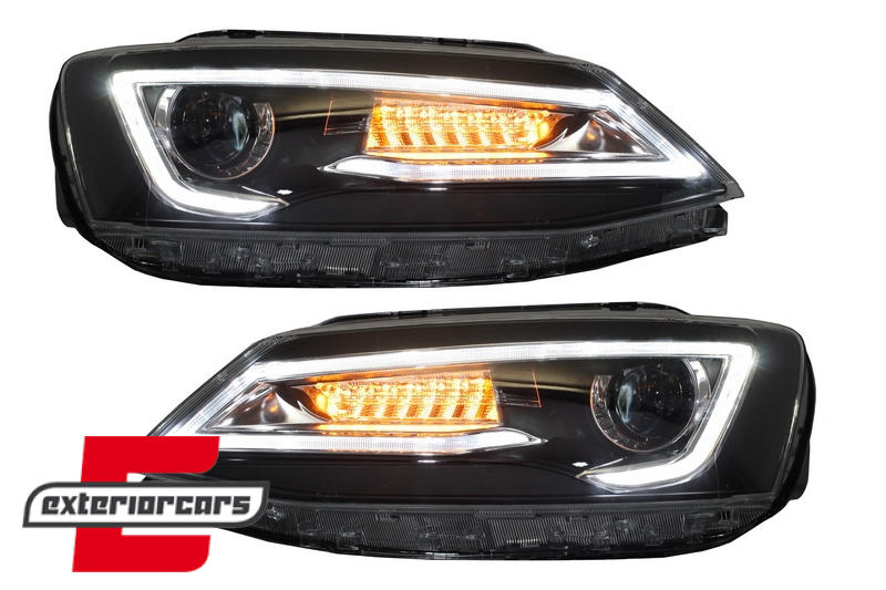 Prednja svjetla LED DRL SEQ žmigavci Bi-Xenon look (crna) / VW Jetta Mk6 VI (2011-2018) - Slika 10