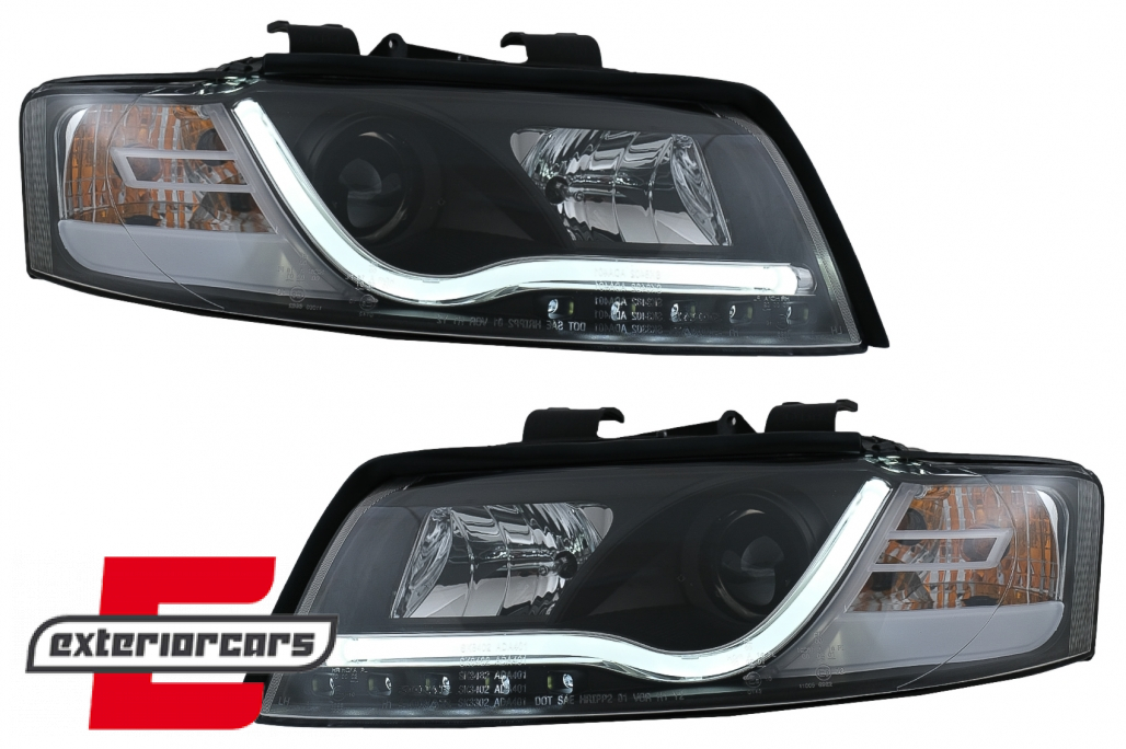 Prednja svjetla LED TubeLights dizajn (crna) / Audi A4 B6 (2000-2004) - Slika 5