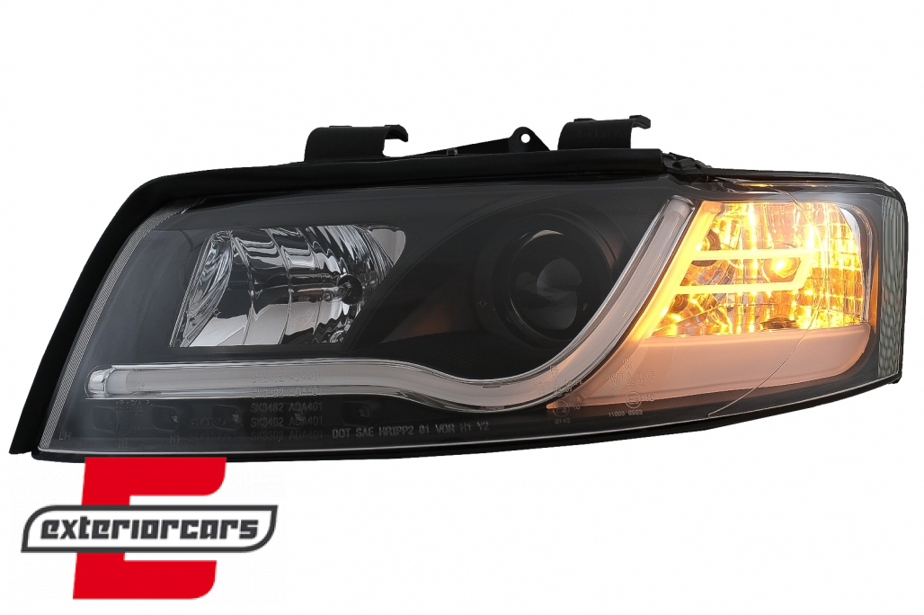 Prednja svjetla LED TubeLights dizajn (crna) / Audi A4 B6 (2000-2004) - Slika 15