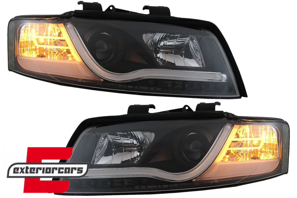 Prednja svjetla LED TubeLights dizajn (crna) / Audi A4 B6 (2000-2004) - Slika 16
