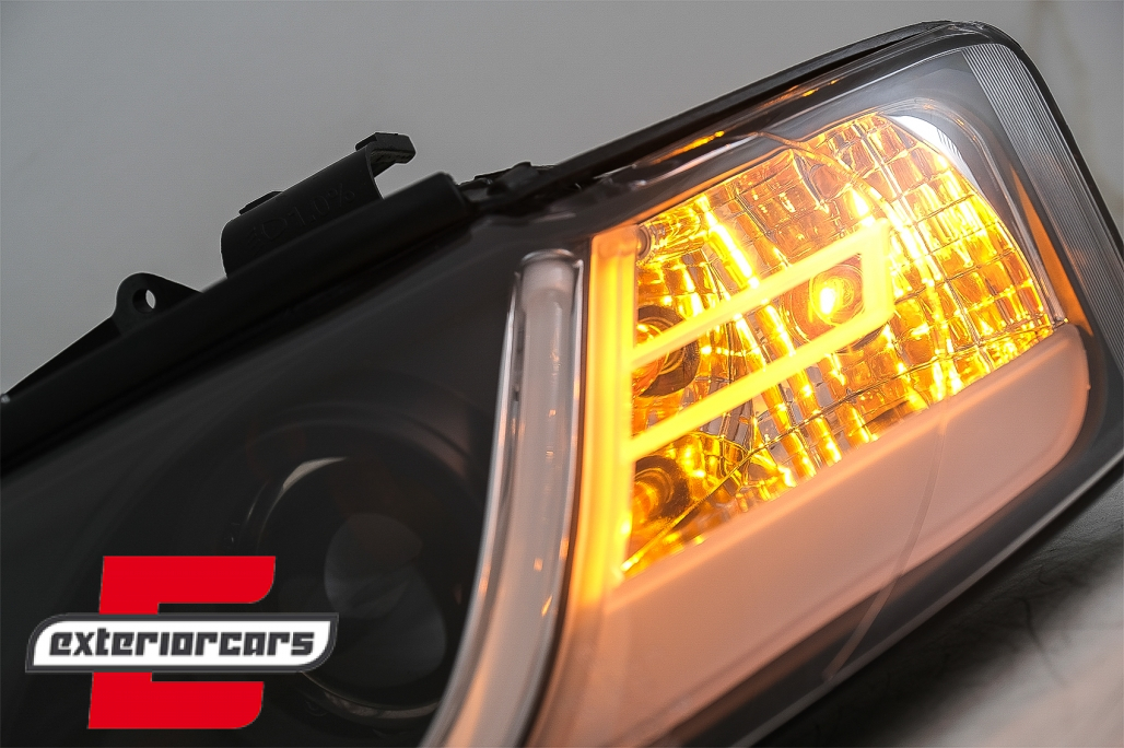 Prednja svjetla LED TubeLights dizajn (crna) / Audi A4 B6 (2000-2004) - Slika 17
