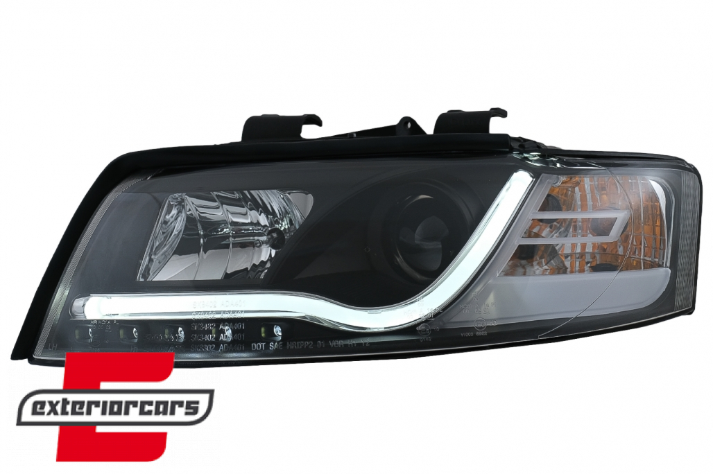 Prednja svjetla LED TubeLights dizajn (crna) / Audi A4 B6 (2000-2004) - Slika 6