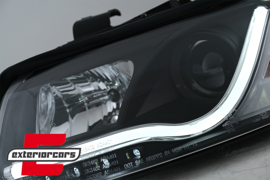 Prednja svjetla LED TubeLights dizajn (crna) / Audi A4 B6 (2000-2004) - Slika 7