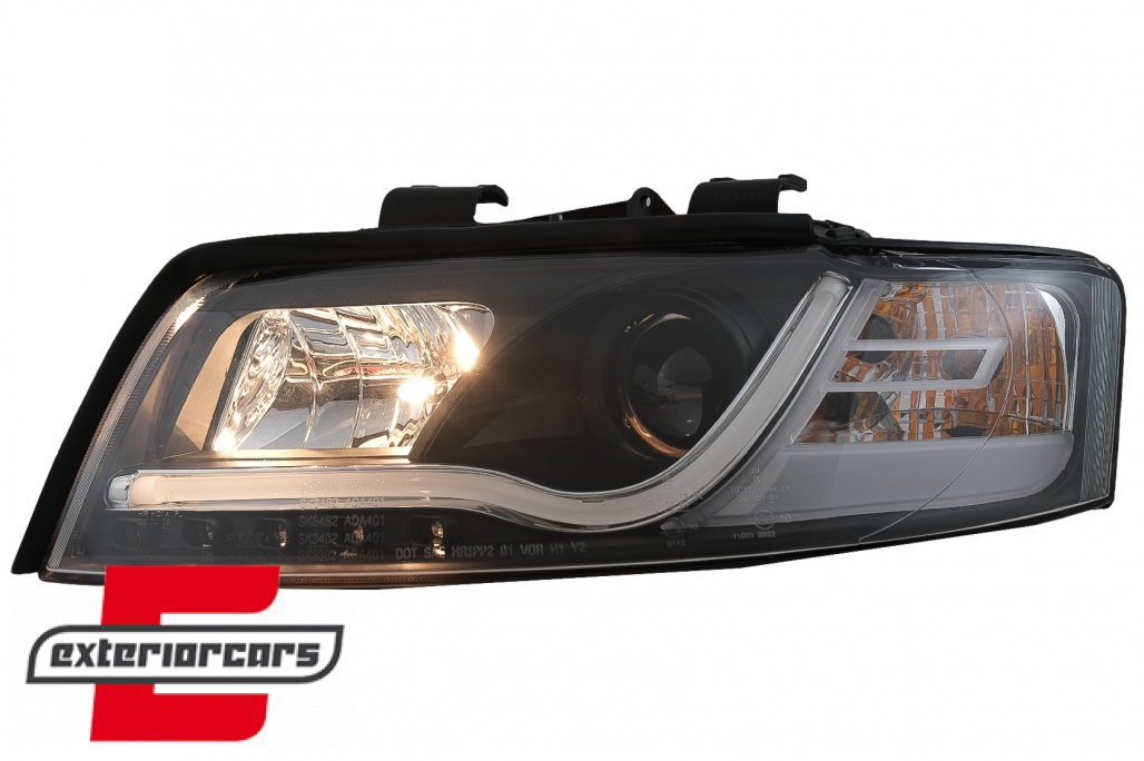 Prednja svjetla LED TubeLights dizajn (crna) / Audi A4 B6 (2000-2004) - Slika 9
