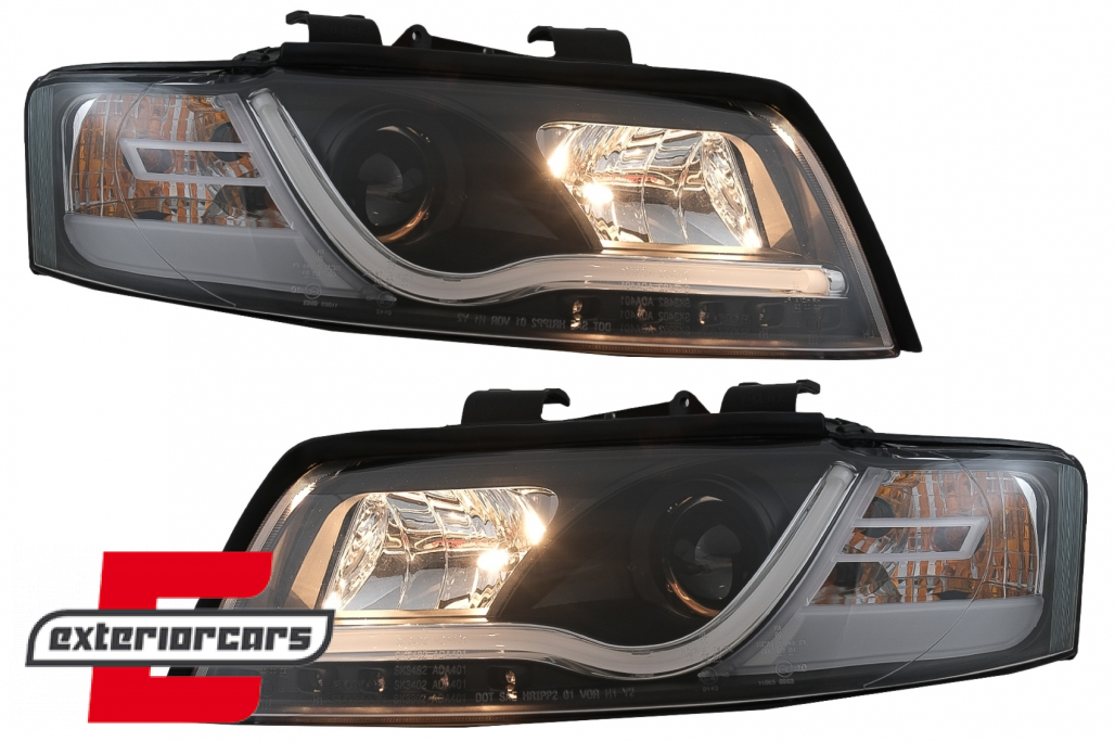 Prednja svjetla LED TubeLights dizajn (crna) / Audi A4 B6 (2000-2004) - Slika 10