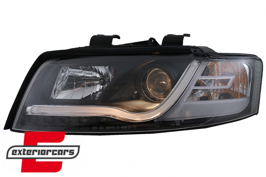 Prednja svjetla LED TubeLights dizajn (crna) / Audi A4 B6 (2000-2004) - Slika 12