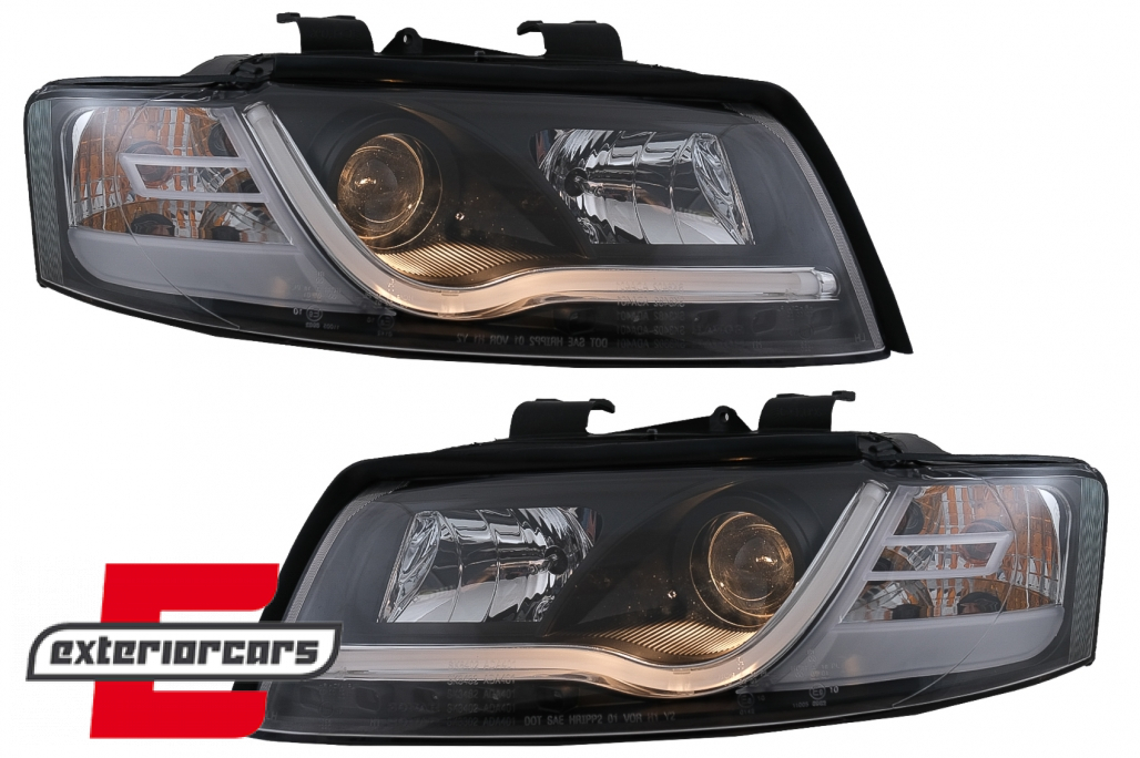 Prednja svjetla LED TubeLights dizajn (crna) / Audi A4 B6 (2000-2004) - Slika 13