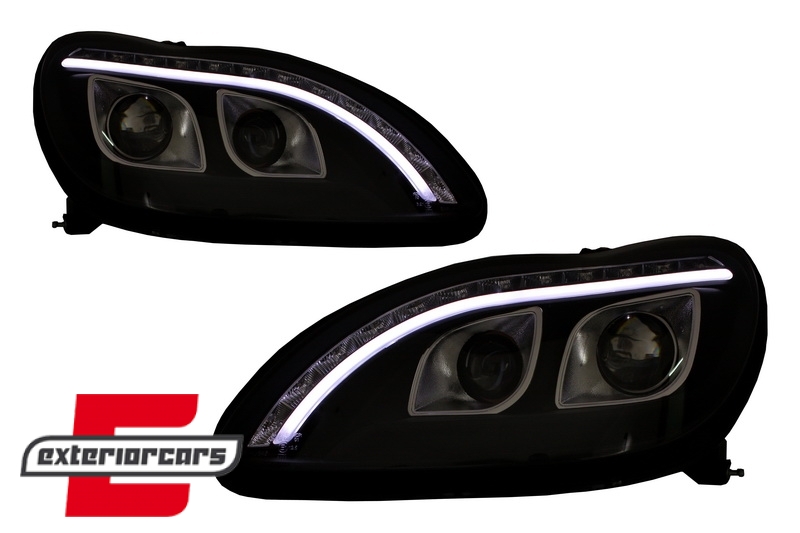 Prednja svjetla LED DRL W222 look (crna) / / Mercedes S klasa W220 (1998-2005) - Slika 4