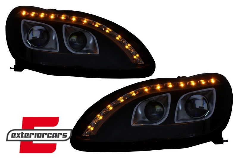 Prednja svjetla LED DRL W222 look (crna) / / Mercedes S klasa W220 (1998-2005) - Slika 7
