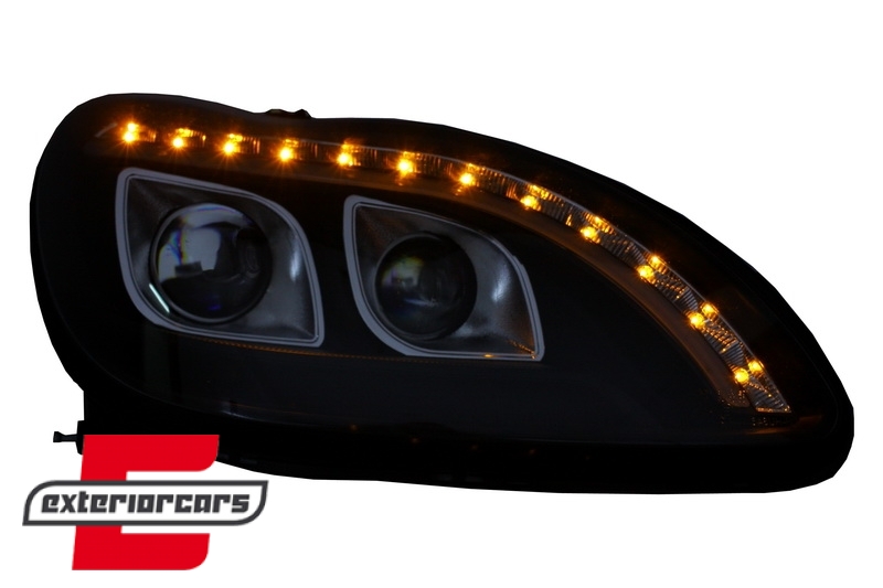 Prednja svjetla LED DRL W222 look (crna) / / Mercedes S klasa W220 (1998-2005) - Slika 8