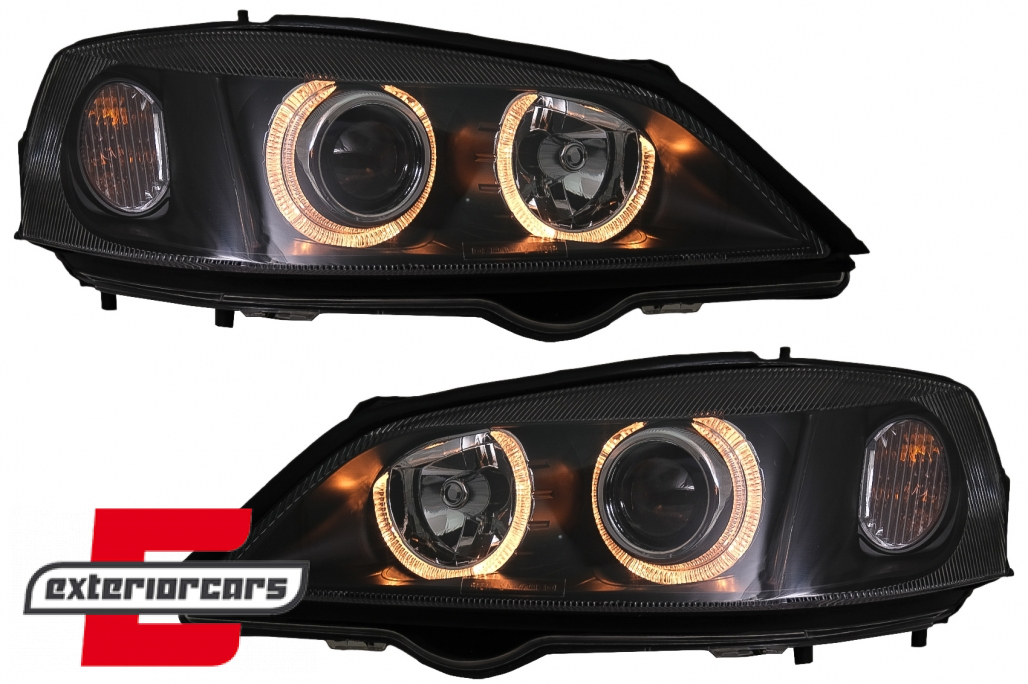 Prednja svjetla Angel Eyes (crna) / Opel Astra G (1997-2004) - Slika 2