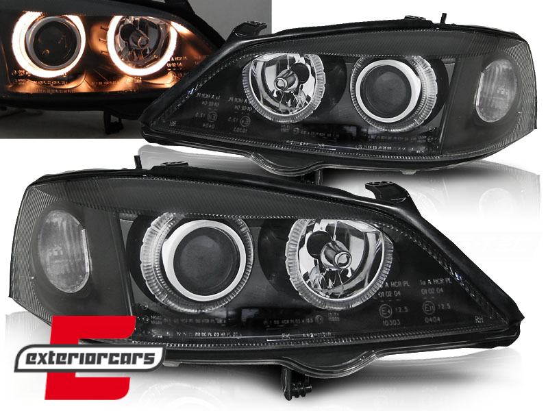Prednja svjetla Angel Eyes (crna) / Opel Astra G (1997-2004)