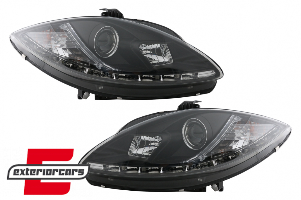 Prednja svjetla LED DRL (crna) / SEAT ALTEA LEON TOLEDO (04-09) - Slika 2