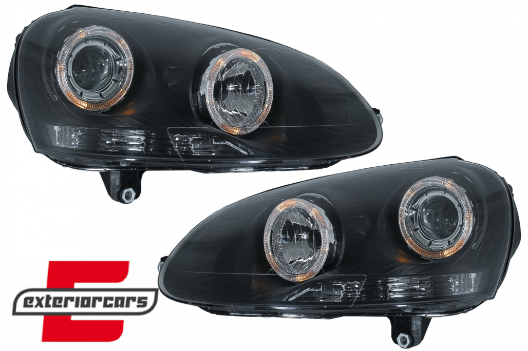 Prednja svjetla Angel Eyes (crna) / Volkswagen Golf 5 (2003-2008) - Slika 2