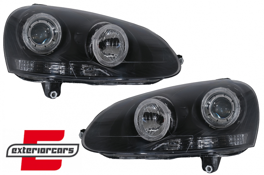 Prednja svjetla Angel Eyes (crna) / Volkswagen Golf 5 (2003-2008) - Slika 5