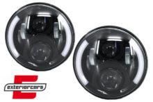 CREE LED prednji farovi (crna) (7 Inch) / Jeep Wrangler JK (2007-2017) Mercedes G-klasa W463 (1989-2017) Land Rover Defender