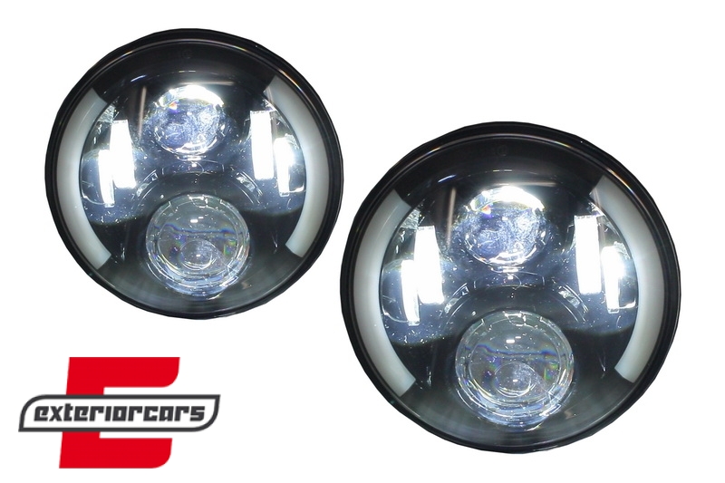 CREE LED prednji farovi (crna) (7 Inch) / Jeep Wrangler JK (2007-2017) Mercedes G-klasa W463 (1989-2017) Land Rover Defender - Slika 3
