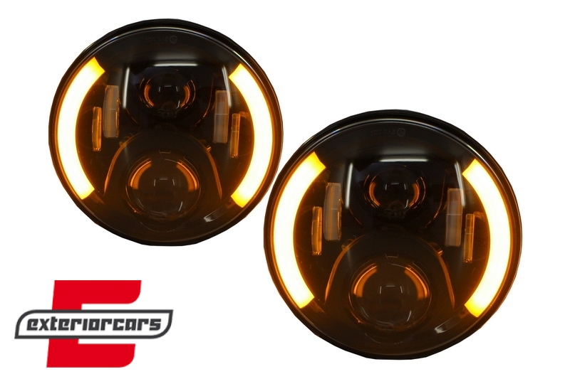 CREE LED prednji farovi (crna) (7 Inch) / Jeep Wrangler JK (2007-2017) Mercedes G-klasa W463 (1989-2017) Land Rover Defender - Slika 5