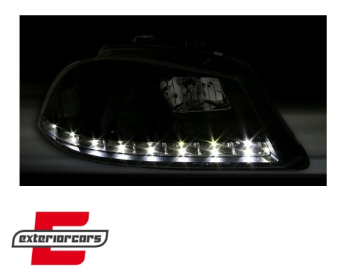 Prednja svjetla LED DayLight (crna) / Seat Ibiza 6L (2002-2008) - Slika 3