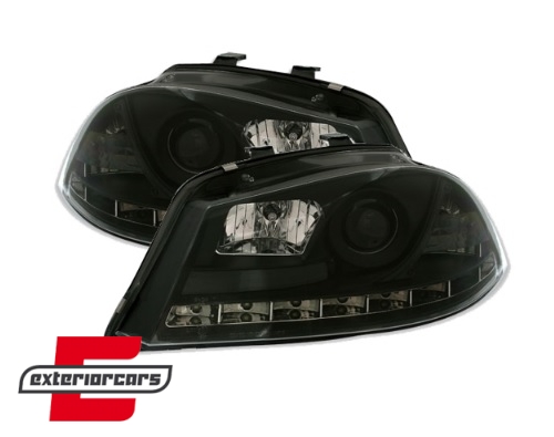 Prednja svjetla LED DayLight (crna) / Seat Ibiza 6L (2002-2008) - Slika 5