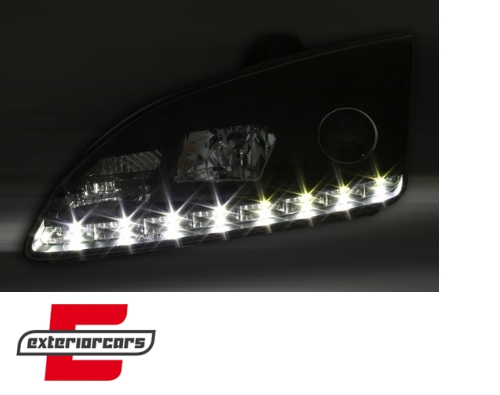 Prednja svjetla LED DayLight (crna) / Ford Focus II (2004-01.2008) - Slika 2