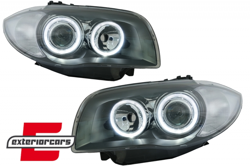 Prednja svjetla Angel Eyes (crna) / BMW serije 1 E81 E82 E87 E88 (2004-2011) - Slika 2