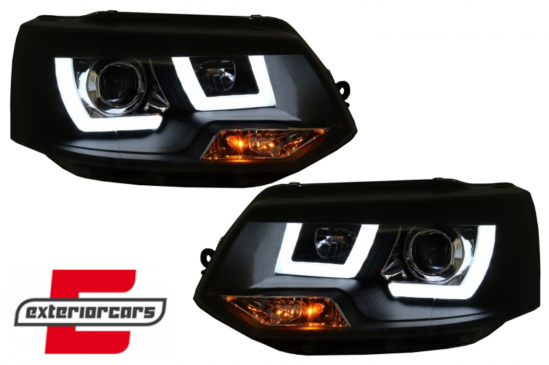 Prednja svjetla U-dizajn LED DRL Xenon look (crna) / VW T5.1 (2010-2015) - Slika 5
