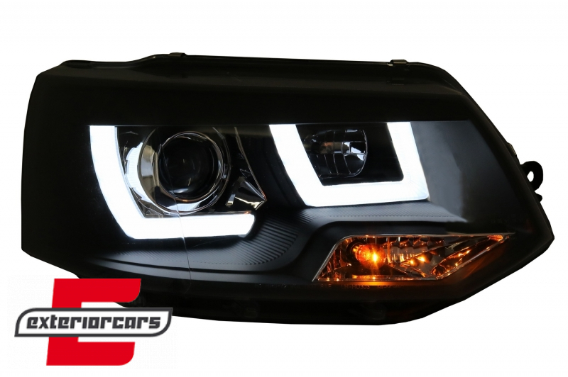 Prednja svjetla U-dizajn LED DRL Xenon look (crna) / VW T5.1 (2010-2015) - Slika 6