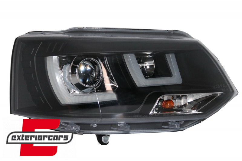 Prednja svjetla U-dizajn LED DRL Xenon look (crna) / VW T5.1 (2010-2015) - Slika 2