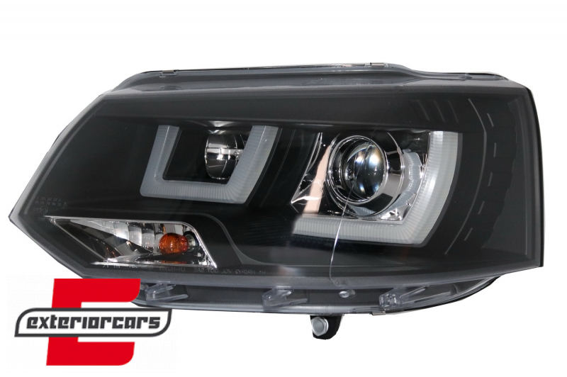 Prednja svjetla U-dizajn LED DRL Xenon look (crna) / VW T5.1 (2010-2015) - Slika 3