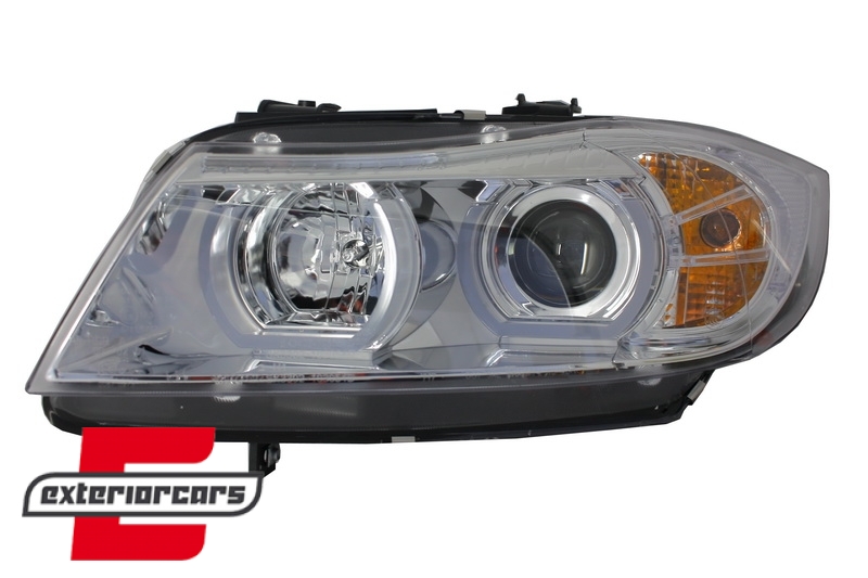 Prednja svjetla 3D LED Angel Eyes U-dizajn Xenon (chrome) / BMW serije 3 E90 limuzina E91 karavan (03.2005-08.2008) - Slika 6