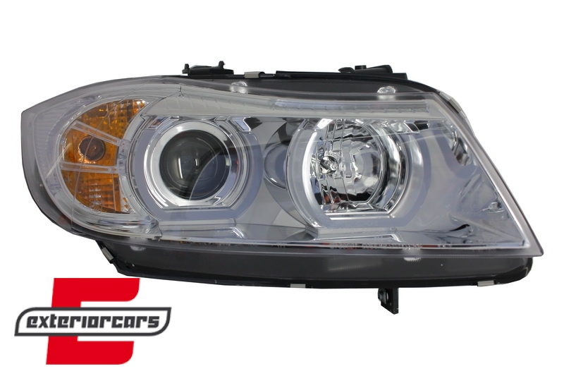 Prednja svjetla 3D LED Angel Eyes U-dizajn Xenon (chrome) / BMW serije 3 E90 limuzina E91 karavan (03.2005-08.2008) - Slika 5