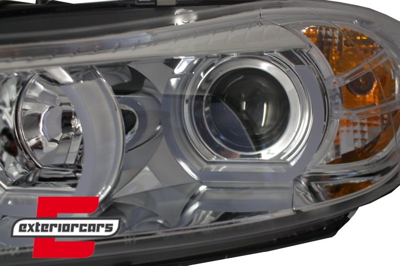 Prednja svjetla 3D LED Angel Eyes U-dizajn Xenon (chrome) / BMW serije 3 E90 limuzina E91 karavan (03.2005-08.2008) - Slika 7