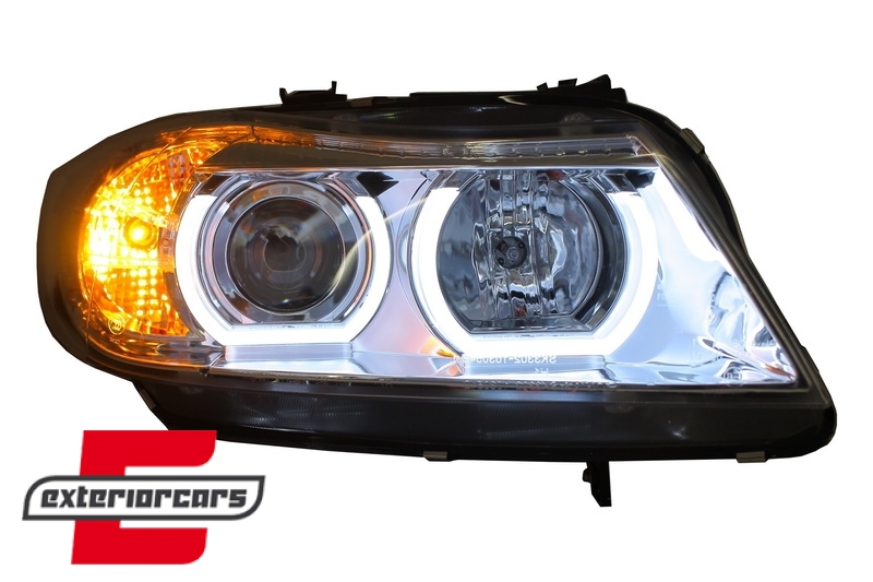 Prednja svjetla 3D LED Angel Eyes U-dizajn Xenon (chrome) / BMW serije 3 E90 limuzina E91 karavan (03.2005-08.2008) - Slika 2