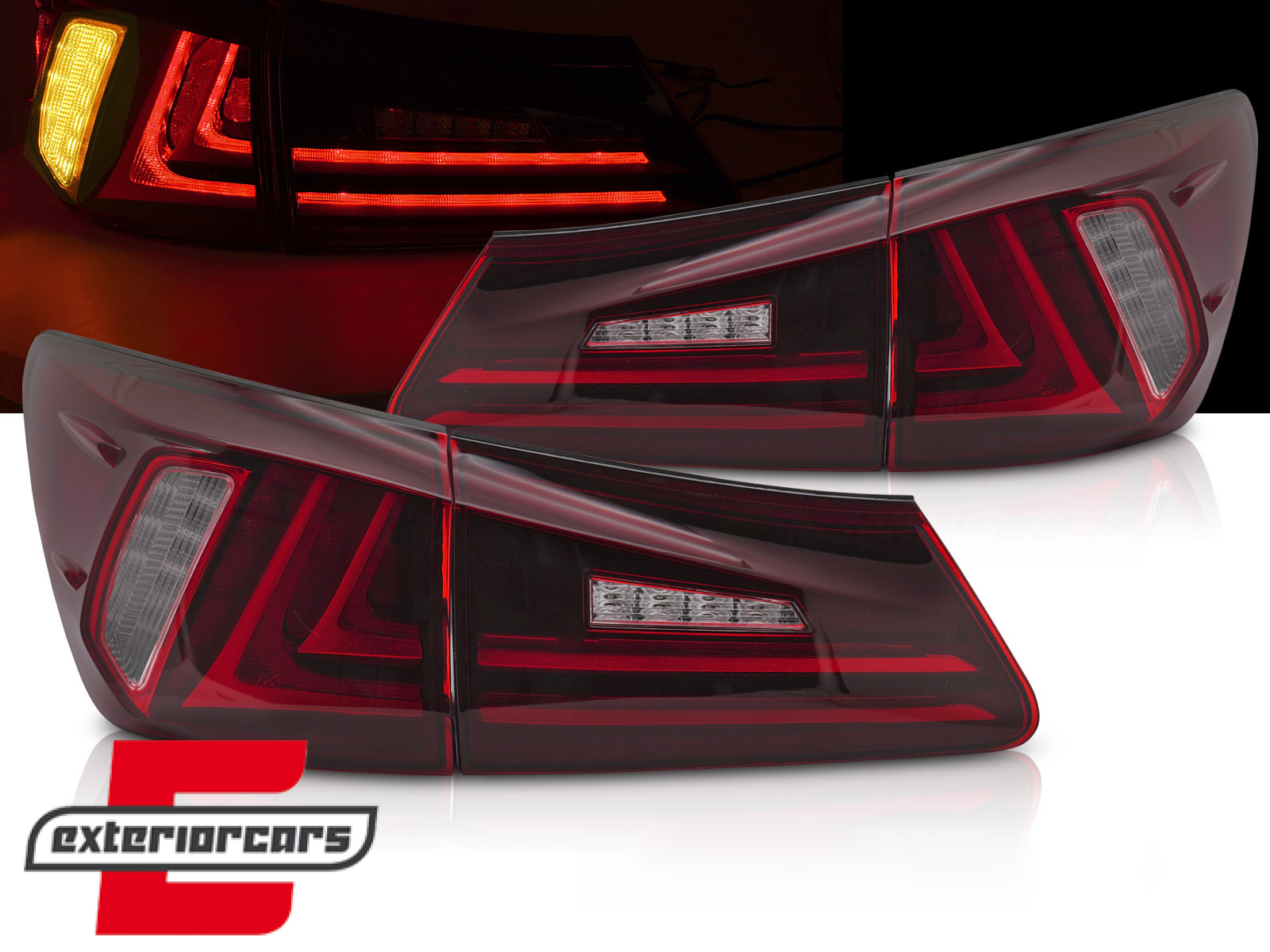Full LED stražnja svjetla LightBar Facelift XE30 dizajn (crvena/kristal) / Lexus IS XE20 (2006-2012)