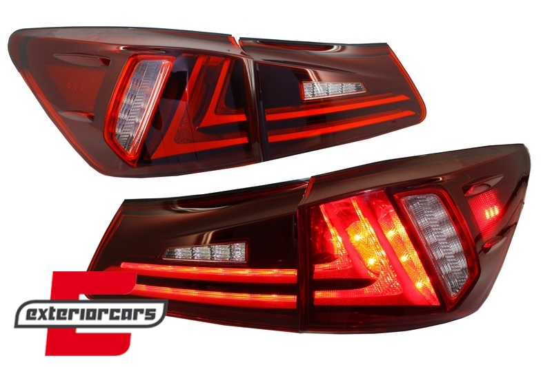 Full LED stražnja svjetla LightBar Facelift XE30 dizajn (crvena/kristal) / Lexus IS XE20 (2006-2012) - Slika 2