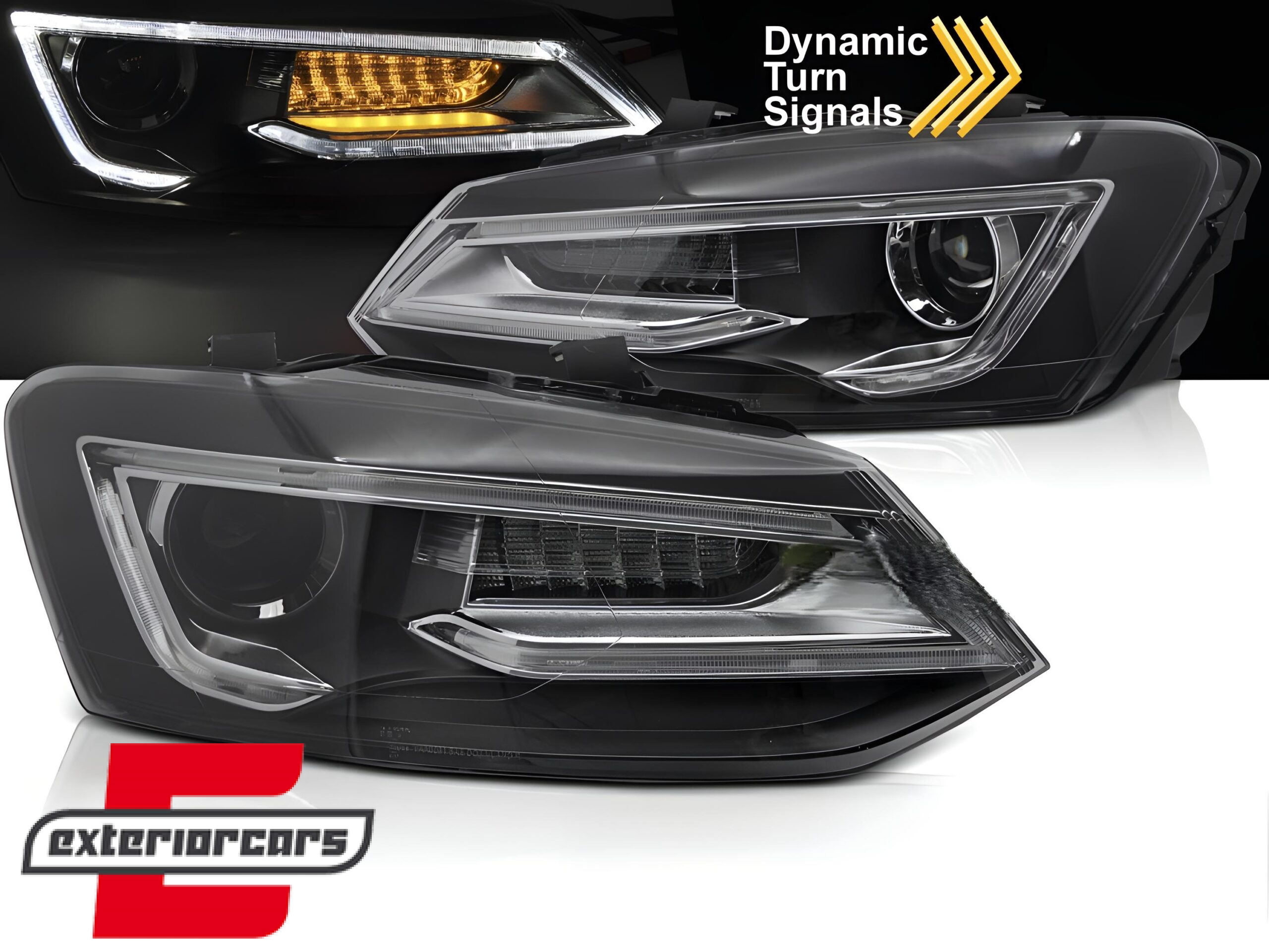 Prednja svjetla LED LightBar SEQ žmigavci (crna) / VW Polo 6R 6C (2009-2017)