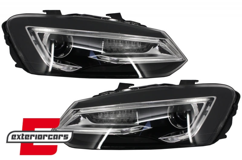 Prednja svjetla LED LightBar SEQ žmigavci (crna) / VW Polo 6R 6C (2009-2017) - Slika 2