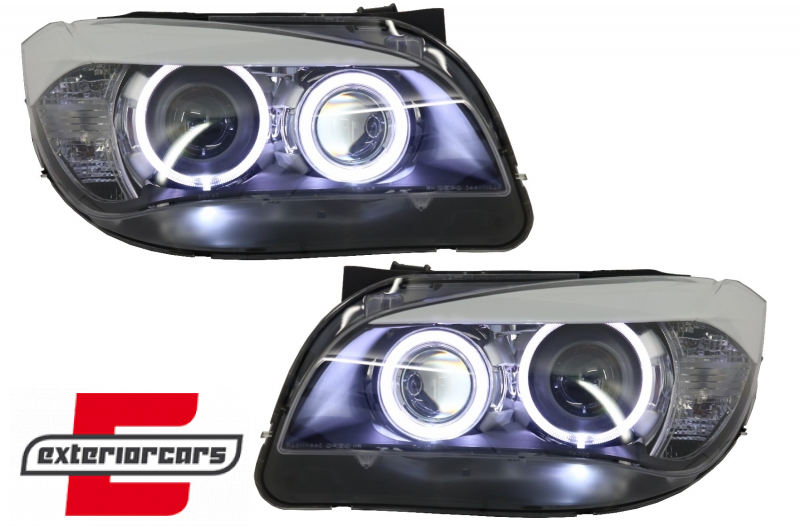 Prednja svjetla LED Angel Eyes Xenon look (crna) / BMW X1 E84 (2009-2012) - Slika 4