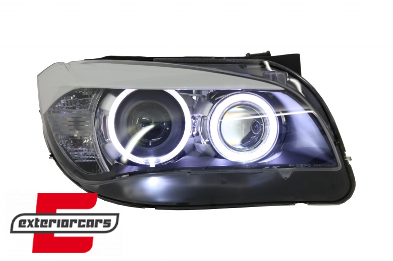Prednja svjetla LED Angel Eyes Xenon look (crna) / BMW X1 E84 (2009-2012) - Slika 5