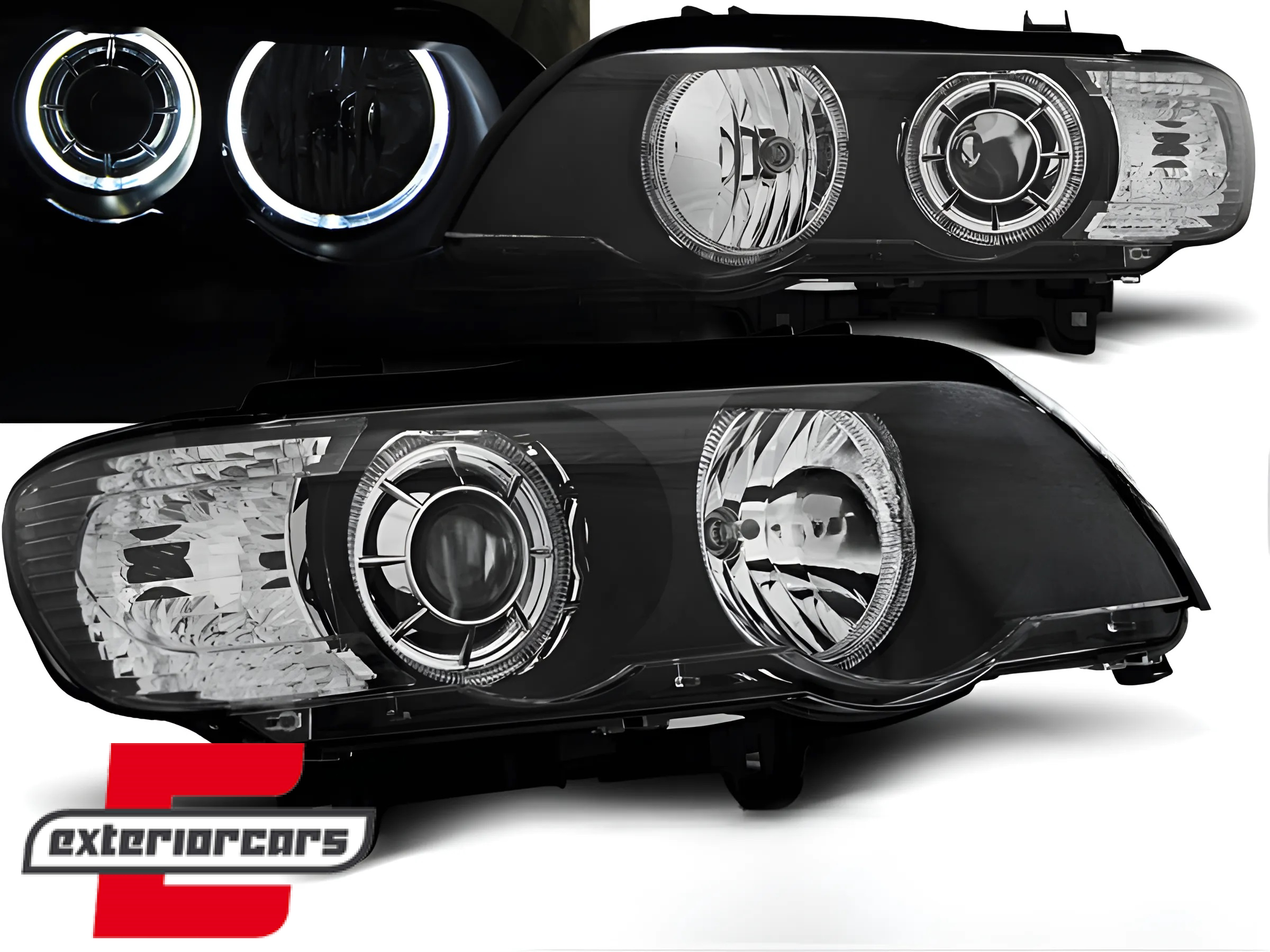 Prednja svjetla LED Angel Eyes (crna) / BMW X5 E53 (1999-2003)