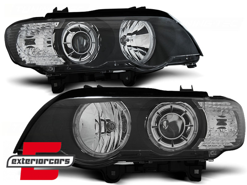 Prednja svjetla LED Angel Eyes (crna) / BMW X5 E53 (1999-2003) - Slika 2