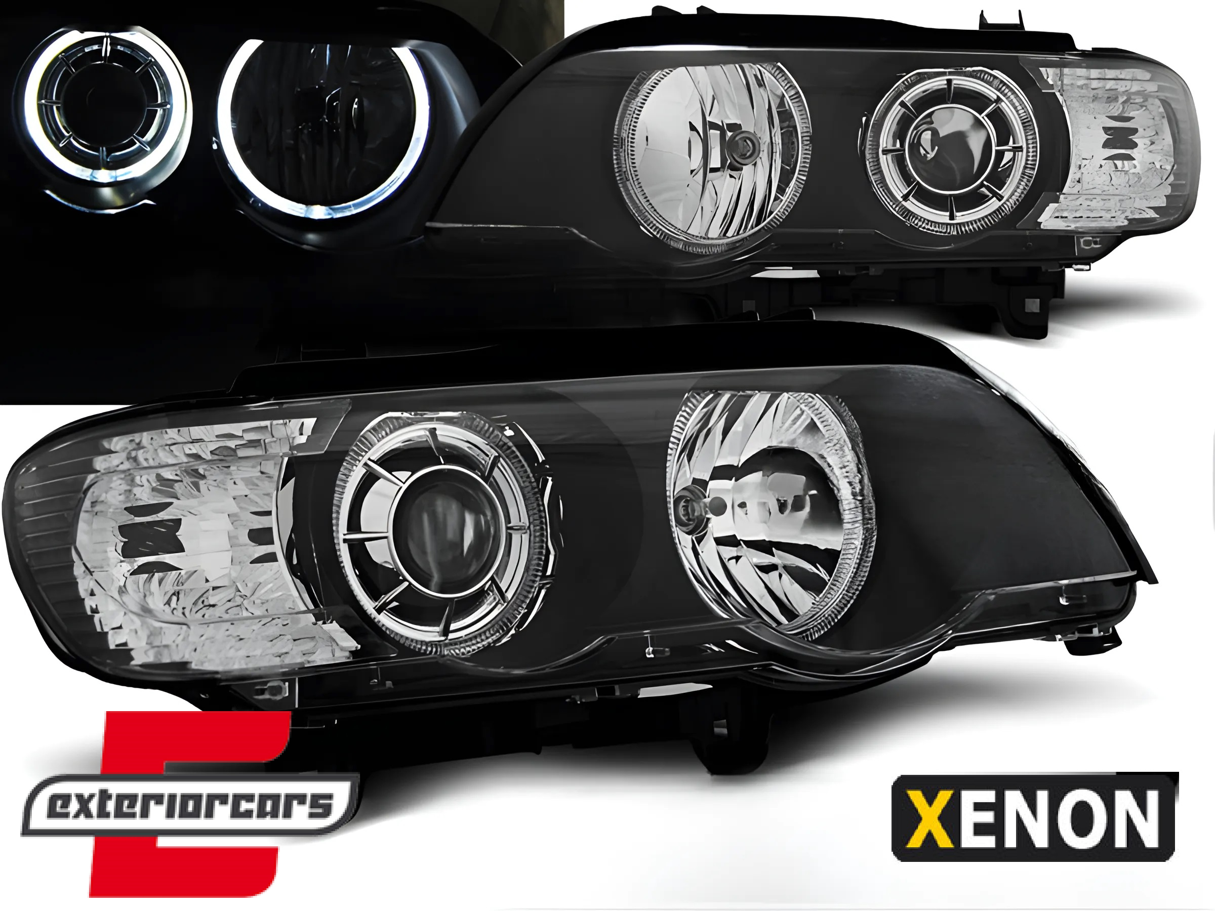 Prednja svjetla LED Angel Eyes XENON (crna) / BMW X5 E53 (1999-2003)